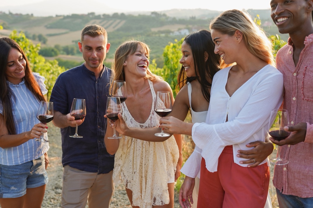 Friends enjoying wine together